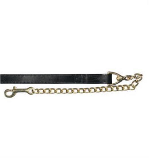 Connemara Leather Lead W/ 24 in. Brass Chain - Black