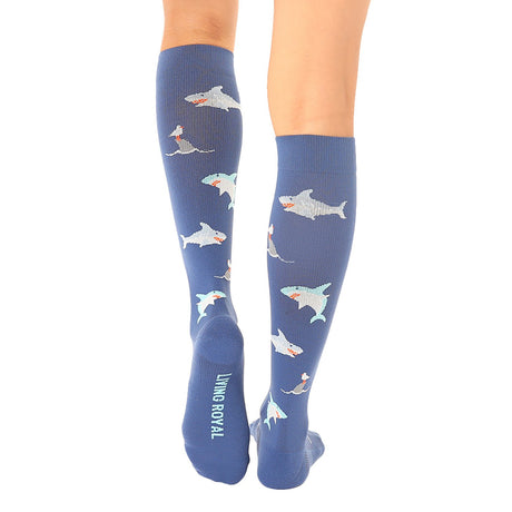 Living Royal Sharks Compression Knee High Unisex Socks