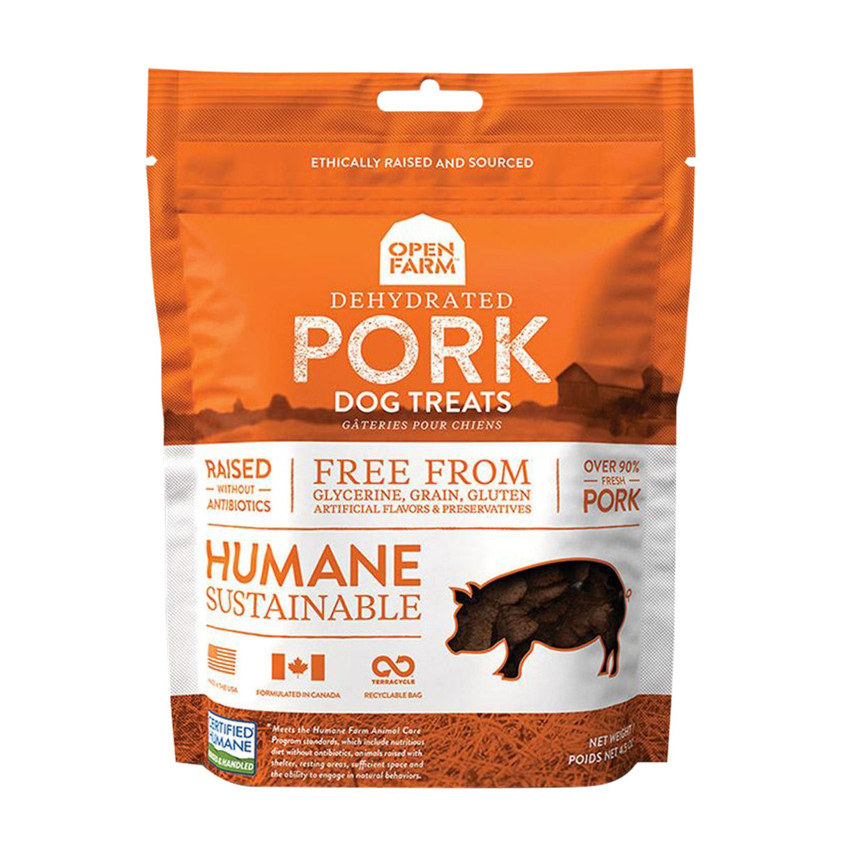 Friandises pour chien au porc de la ferme ouverte 127 g