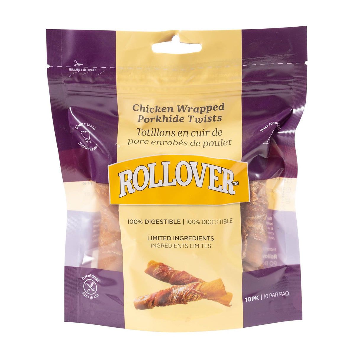 Rollover Chicken Wrapped Pork Hide Twists 10 Pack
