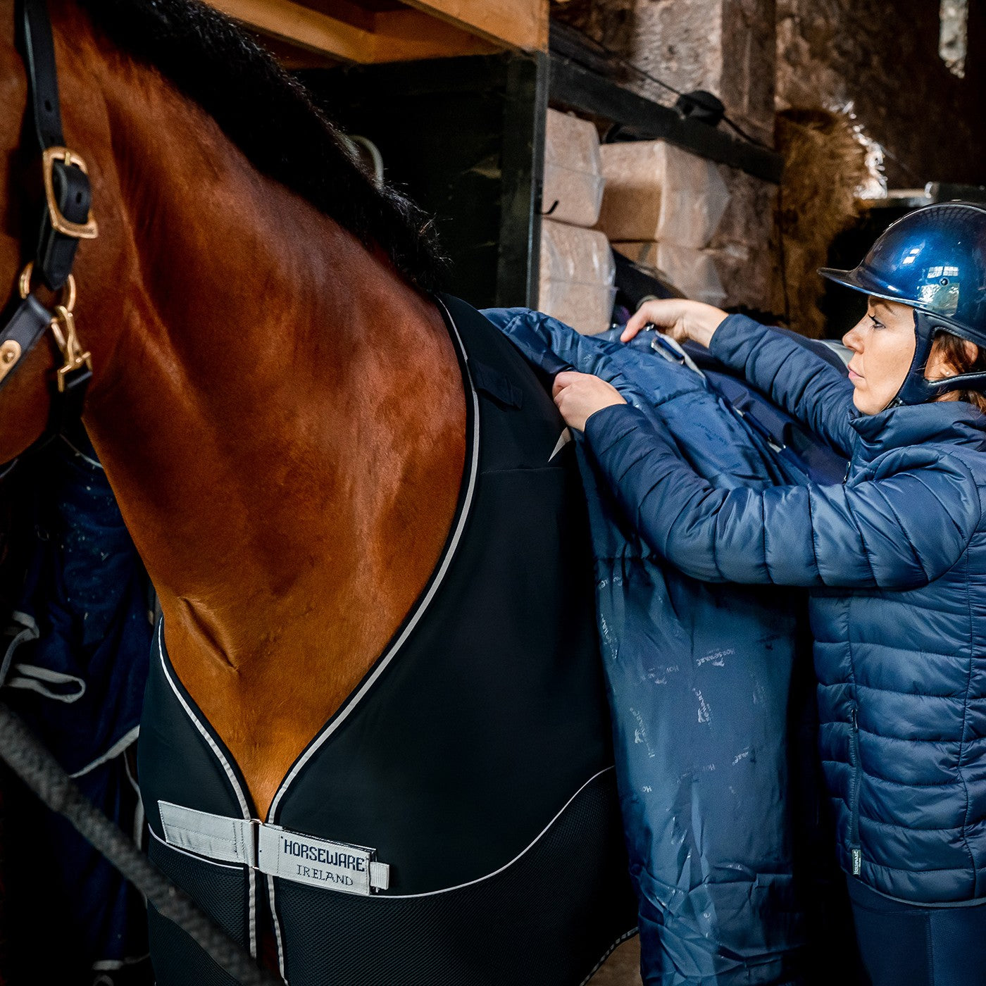 Doublure Couverture Cheval Horseware Dry Liner 69 - Taille 69, Couleur Marine/argent, Système D'isolation Simple - 2